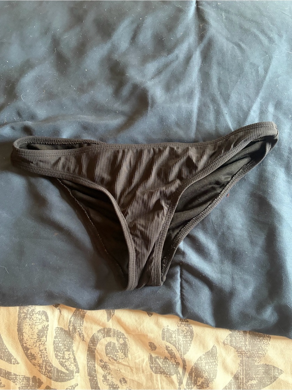 Ribbed Black Bikini Bottom